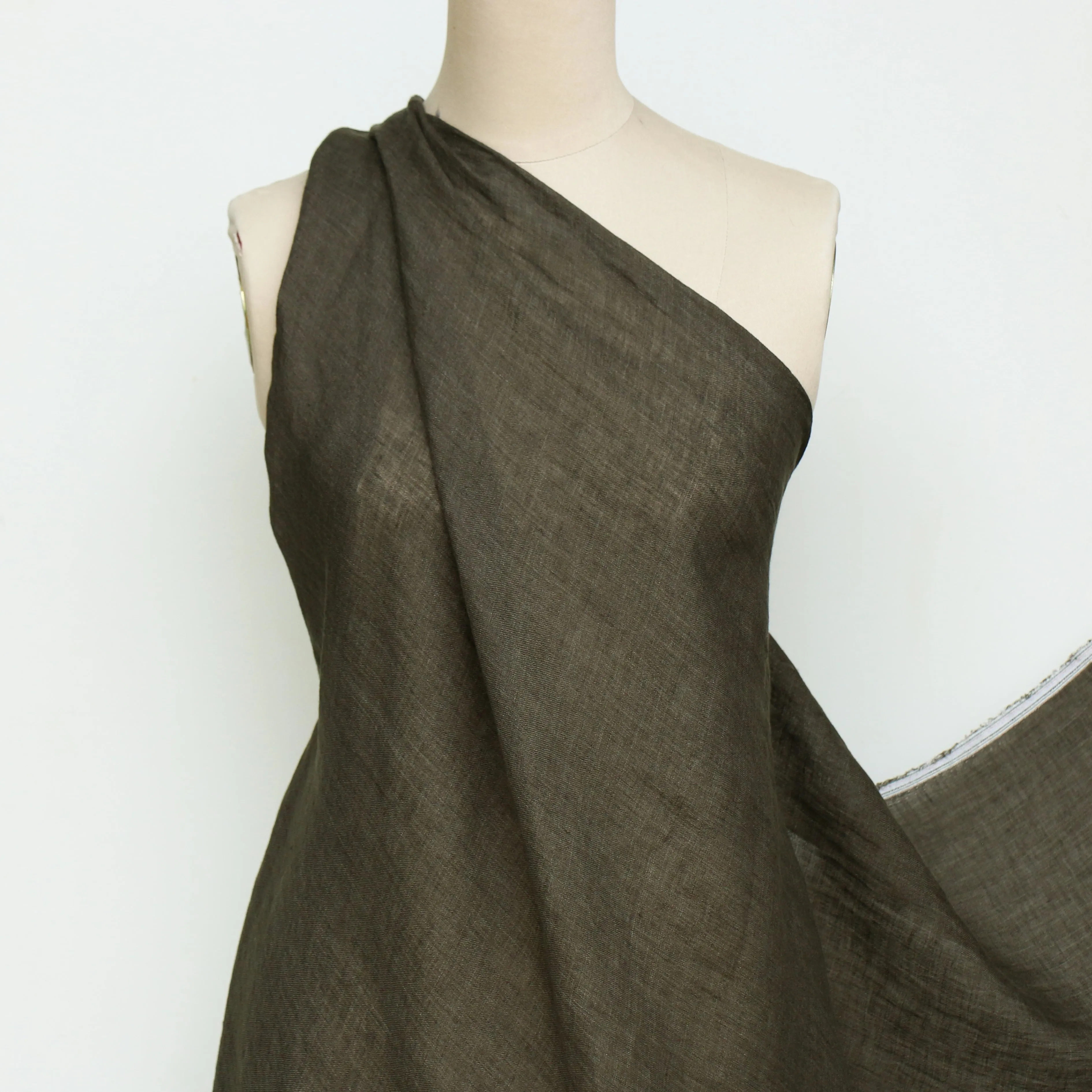 City Olive Washed Linen Gauze