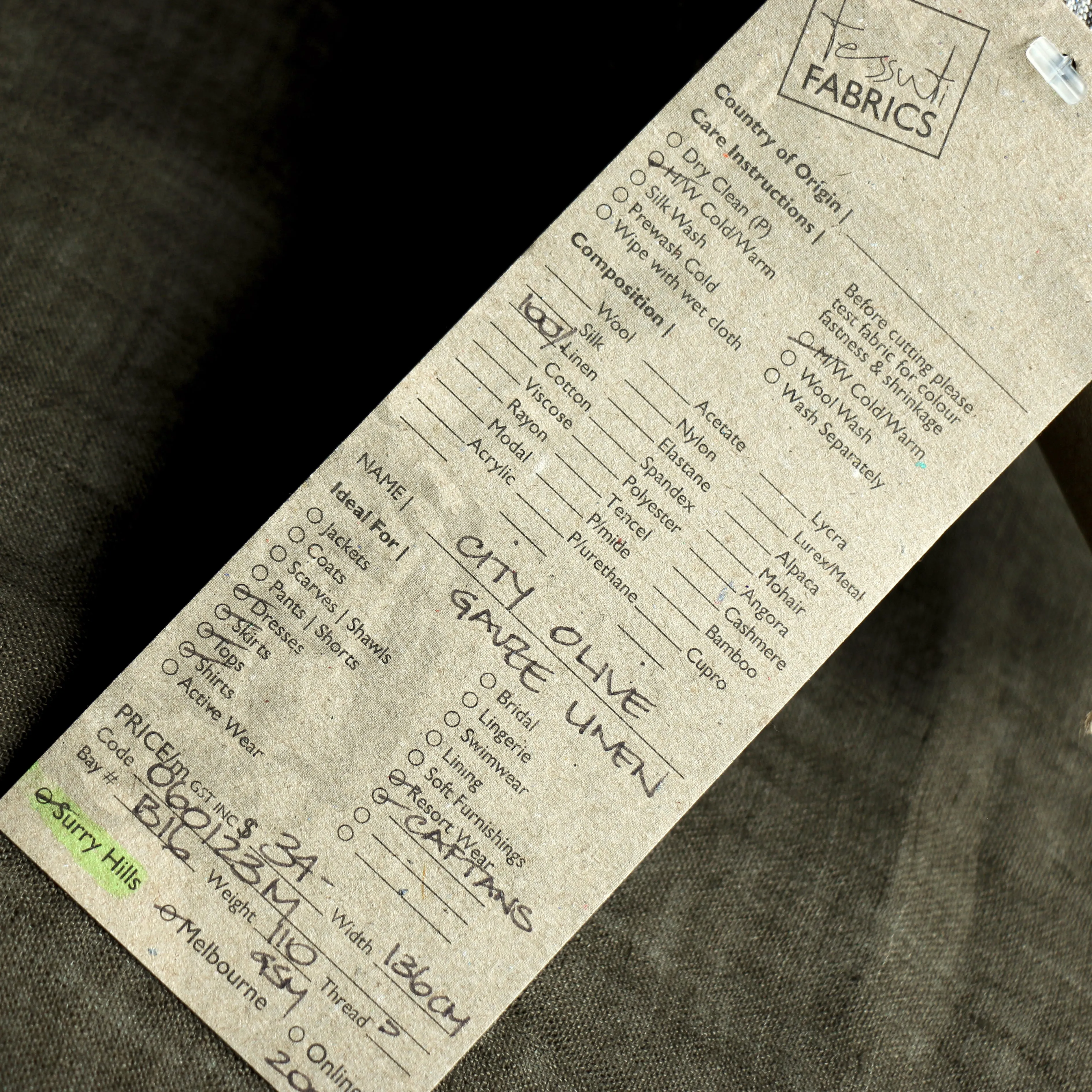 City Olive Washed Linen Gauze