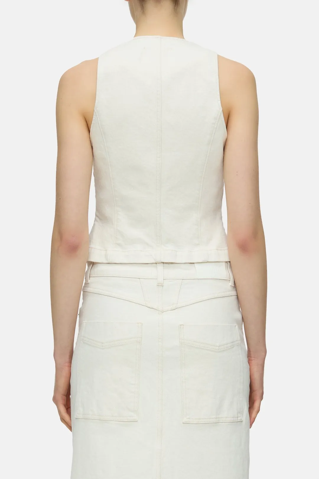 CLOSED Fitted Denim Waistcoat in Ivory