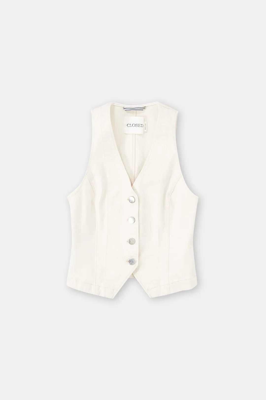 CLOSED Fitted Denim Waistcoat in Ivory