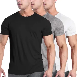COOFANDY Men's 3 Pack Workout T Shirts Short Sleeve Gym Bodybuilding Muscle Shirt Base Layer Fitness Tee Tops