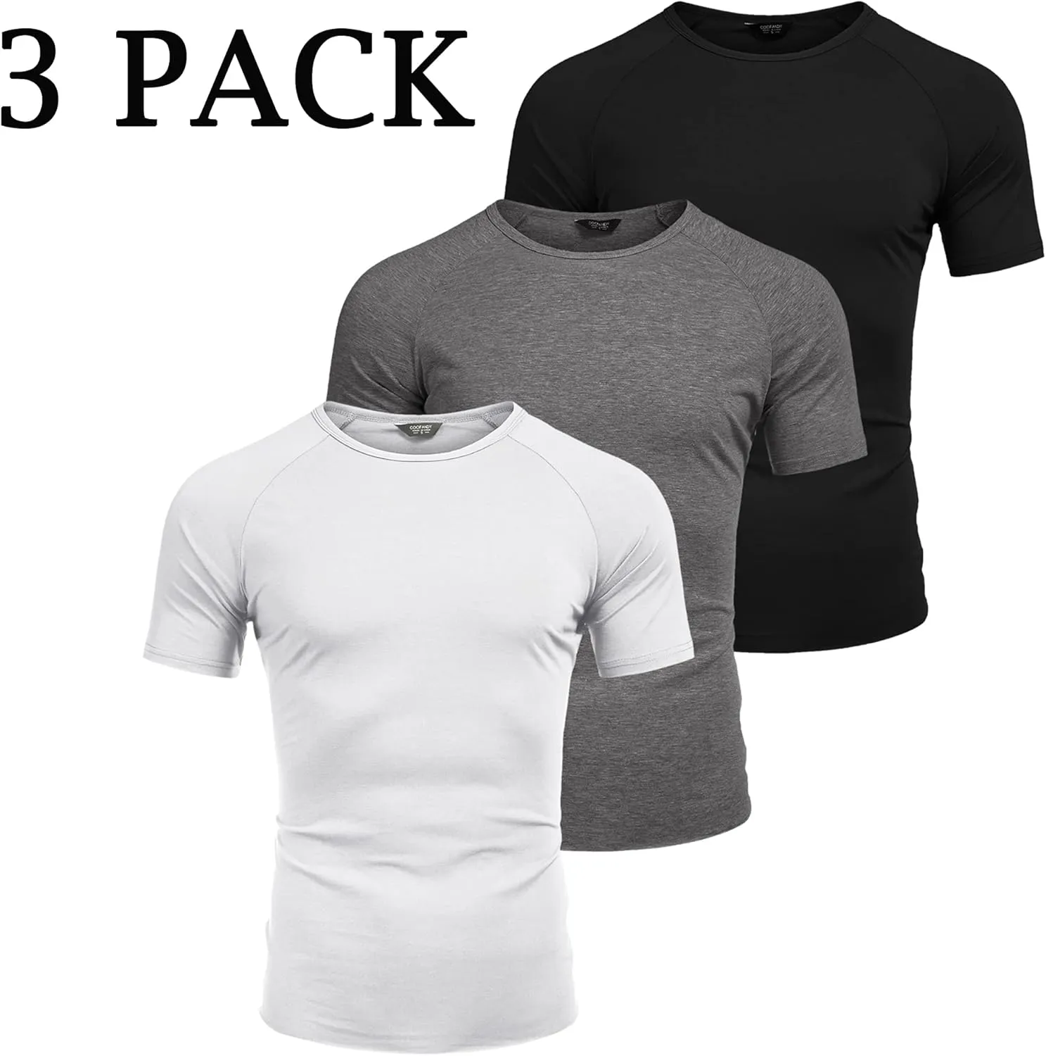COOFANDY Men's 3 Pack Workout T Shirts Short Sleeve Gym Bodybuilding Muscle Shirt Base Layer Fitness Tee Tops