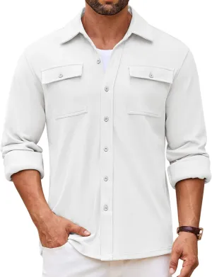 COOFANDY Men's Shirt Jacket Long Sleeve Overshirt Casual Button Down Shacket Thermal Shirts with Pockets