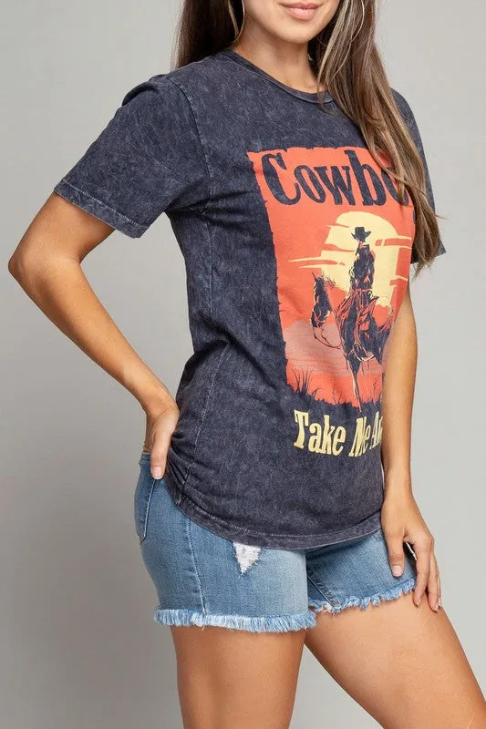 Cowboy Take Me Away Graphic Top (DS)