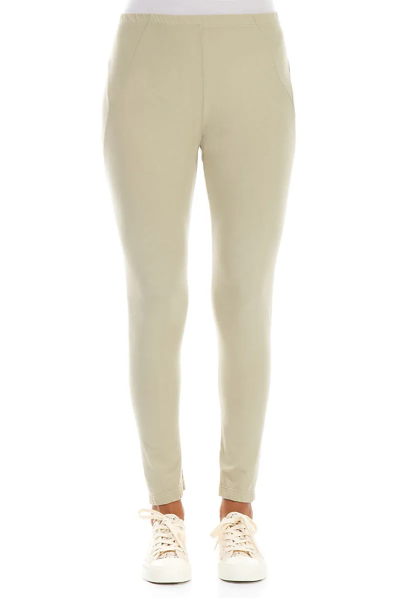 Cropped Laurel Green Cotton Leggings