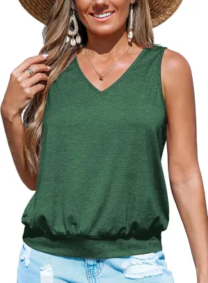 CUPSHE Womens Top V Neck Knit Sleeveless Shirts Dressy Tank Tops 2025 Fashion Blouse Summer Casual