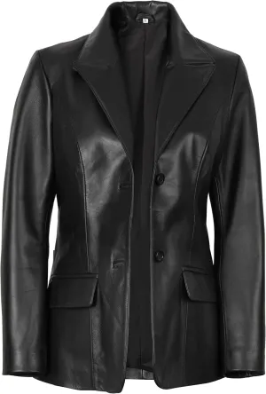 Decrum Women Leather Blazer - Casual Stylish Leather Jackets for Women