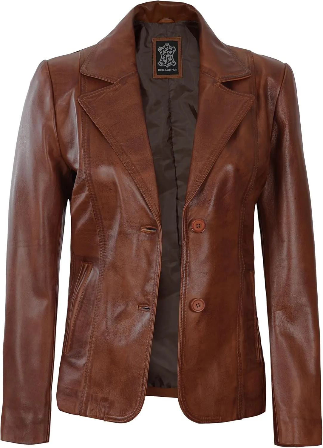 Decrum Women Leather Blazer - Casual Stylish Leather Jackets for Women