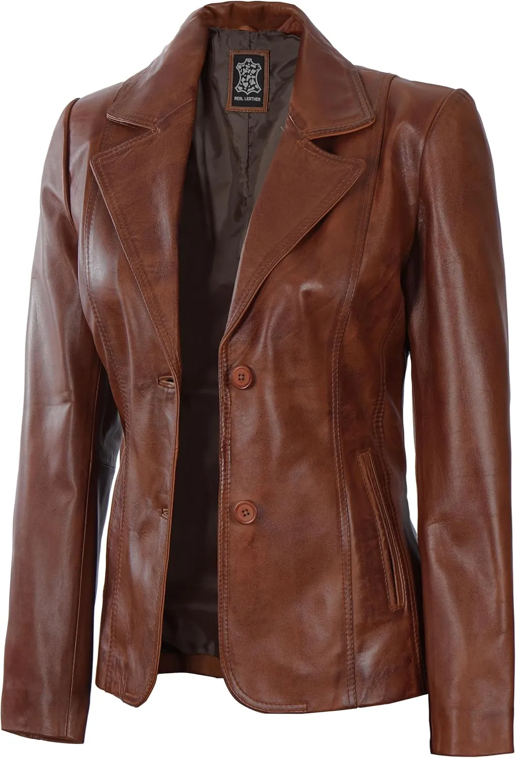 Decrum Women Leather Blazer - Casual Stylish Leather Jackets for Women