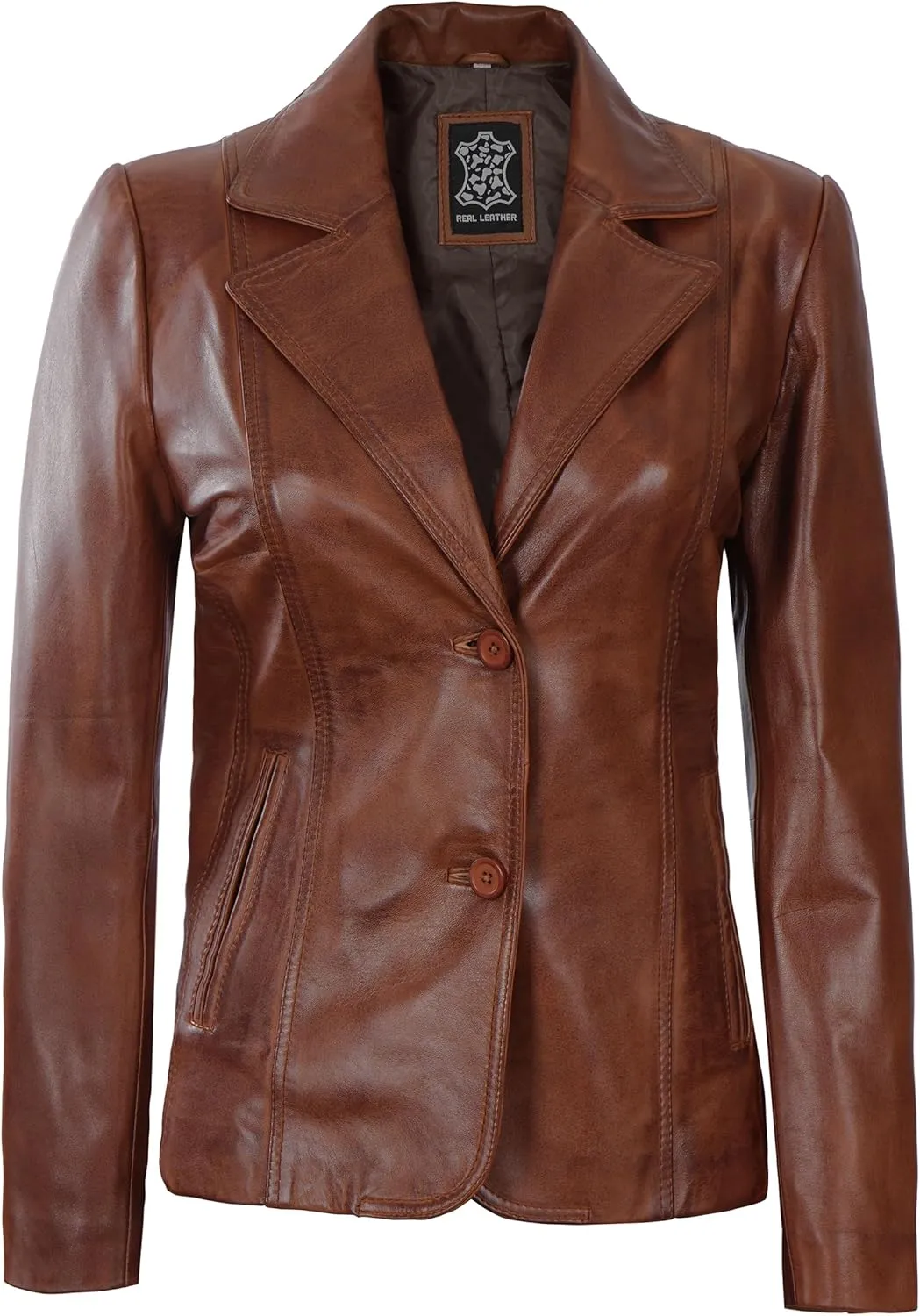 Decrum Women Leather Blazer - Casual Stylish Leather Jackets for Women