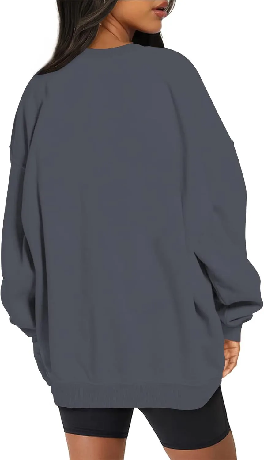 DOLKFU Women Oversized Crewneck Sweatshirts Solid Basic Pullover Sweater Long Sleeve Hoodie Winter Y2K Ouffits Clothes