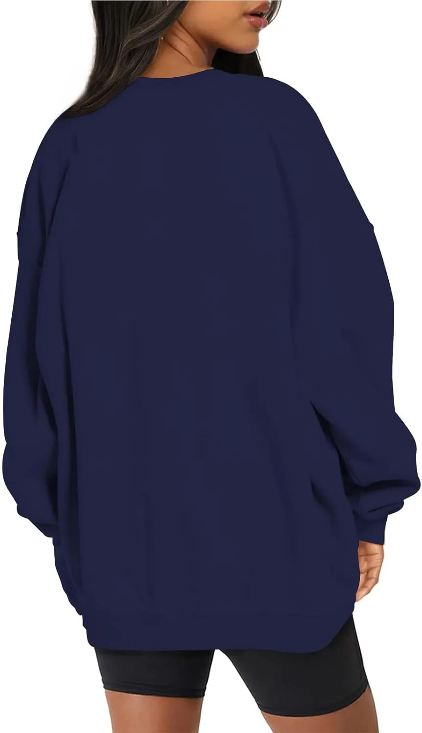 DOLKFU Women Oversized Crewneck Sweatshirts Solid Basic Pullover Sweater Long Sleeve Hoodie Winter Y2K Ouffits Clothes