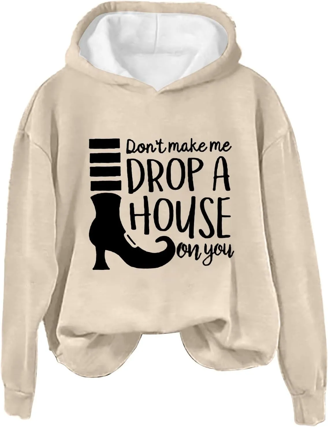 Don't Make Me Drop A House On You Halloween Hoodies Woman Funny Graphic Oversized Pullover Sweatshirts