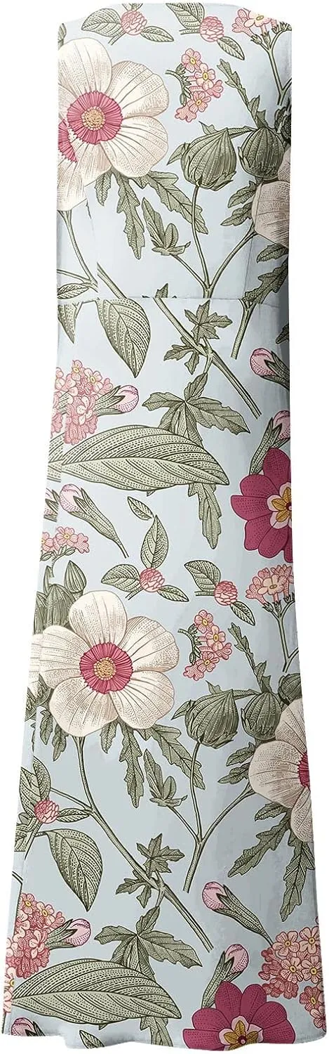 Dresses for Women 2025 Beach Floral Printed Cotton Linen Dresses with Pockets Sleeveless Casual Flowy Maxi Dress