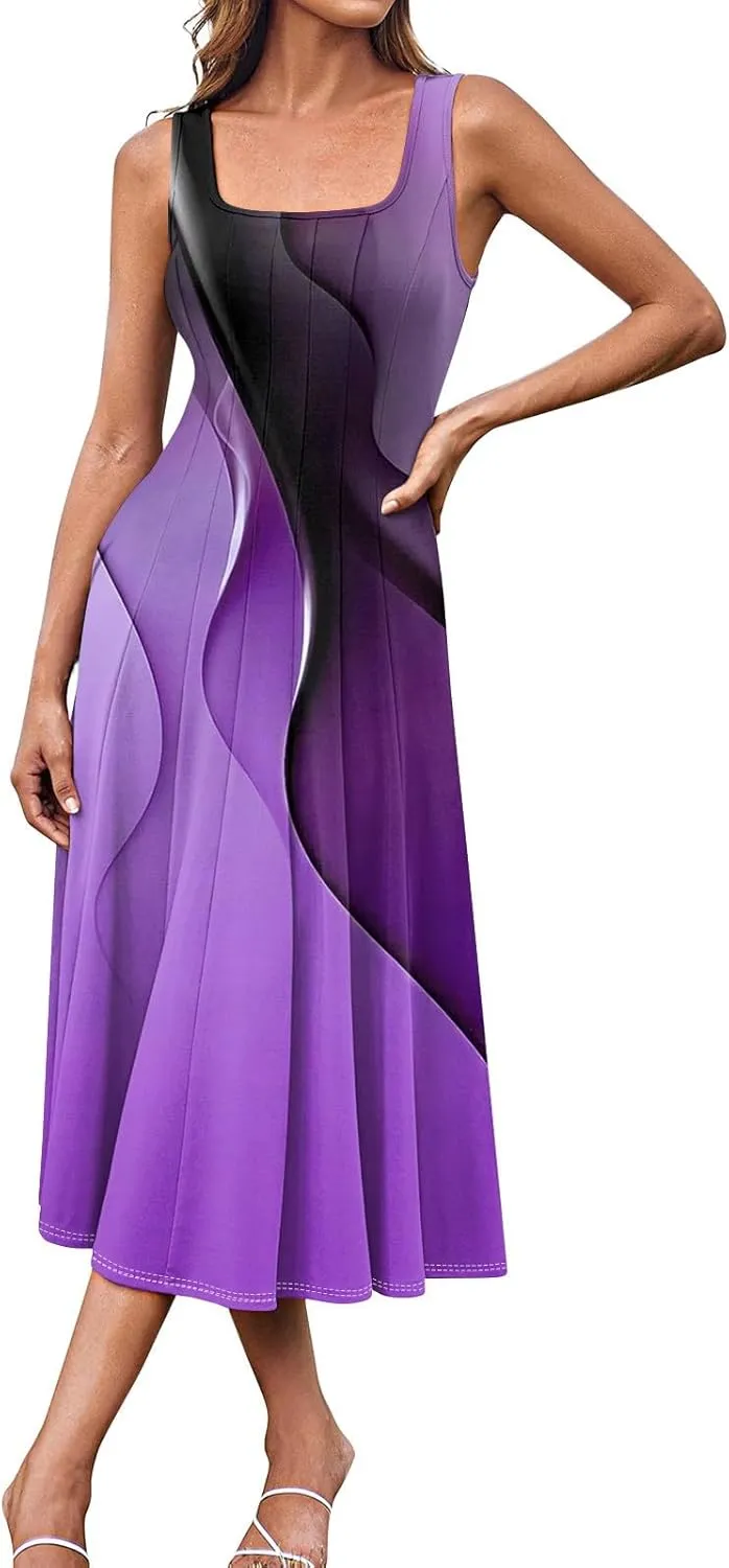 Dresses for Women 2025 Formal Floral Midi Vacation Sundresses Casual Soft Fabric Dress Cocktail Dresses