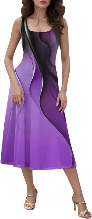 Dresses for Women 2025 Formal Floral Midi Vacation Sundresses Casual Soft Fabric Dress Cocktail Dresses