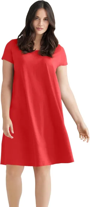 ellos Women's Plus Size A-Line Knit Tee Dress