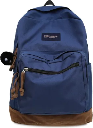 Fashion Backpack with Cute Accessory 18.1 Inch Bookbags with Pendant Laptop Bag Casual Lightweight Travel Daypacks (Blue)