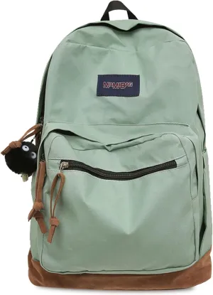 Fashion Backpack with Cute Accessory 18.1 Inch Bookbags with Pendant Laptop Bag Casual Lightweight Travel Daypacks (Green)