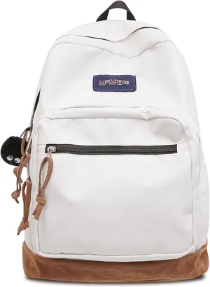 Fashion Backpack with Cute Accessory 18.1 Inch Bookbags with Pendant Laptop Bag Casual Lightweight Travel Daypacks (White)
