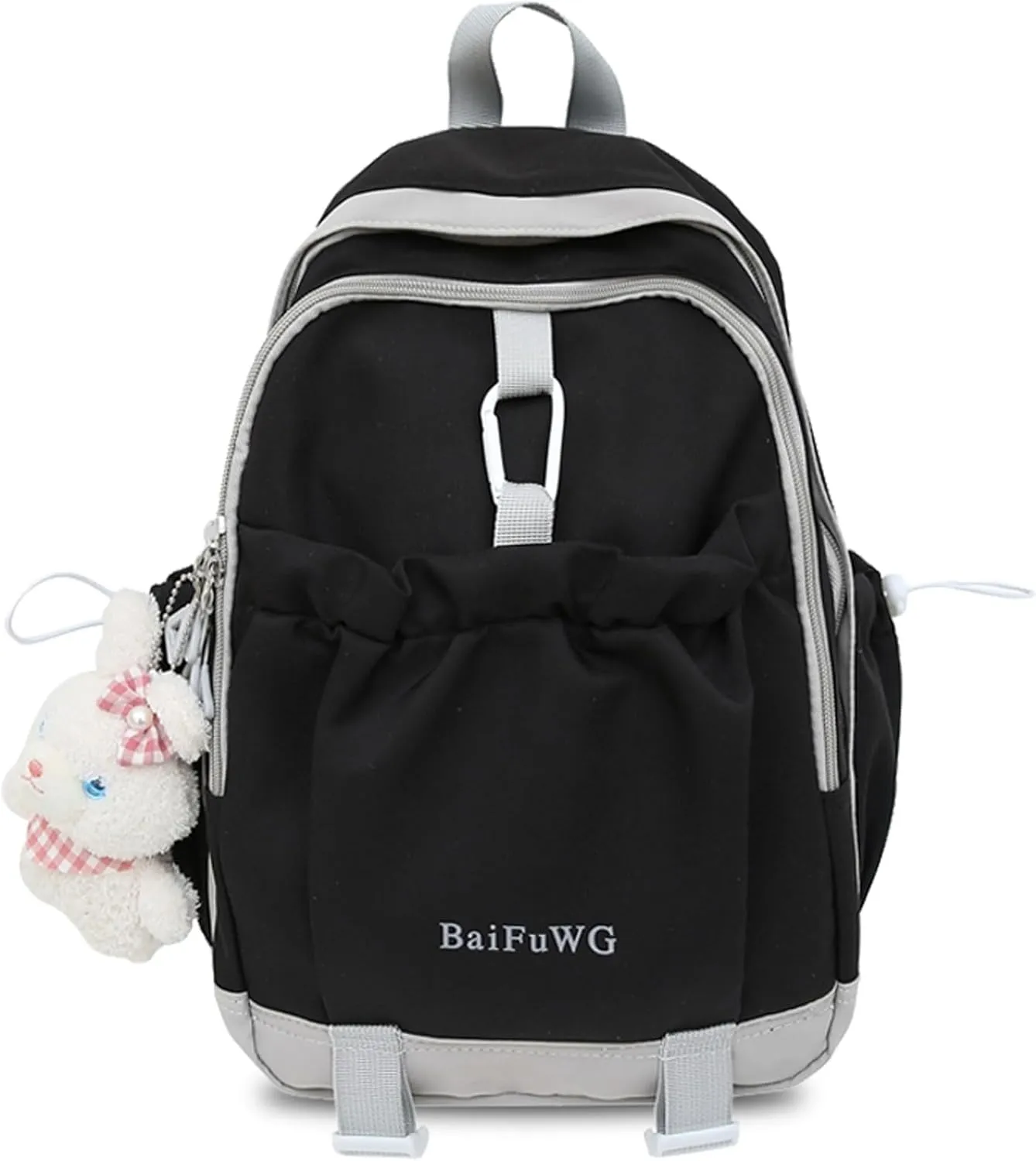 Fashion Backpack with Cute Accessory Casual Bookbags with Pendant Laptop Bag Lightweight Travel Daypacks (Red)