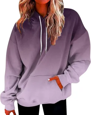 Fashion Tie Dye Hoodies For Women Pocket Long Sleeve Drawstring Oversized Pullover Fall Winter Gradient Sweatshirts