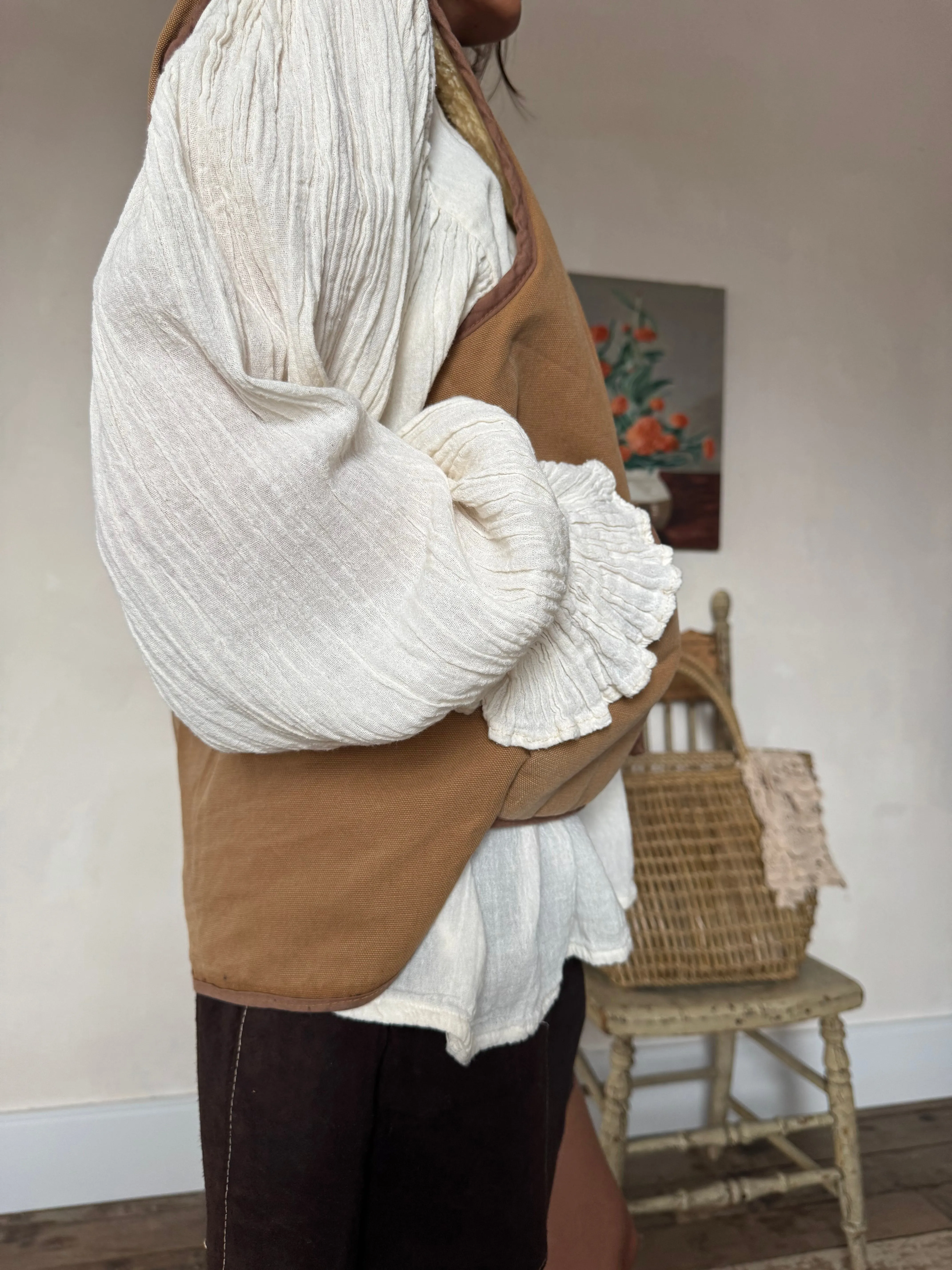 Faux Shearling Lined Canvas Vest