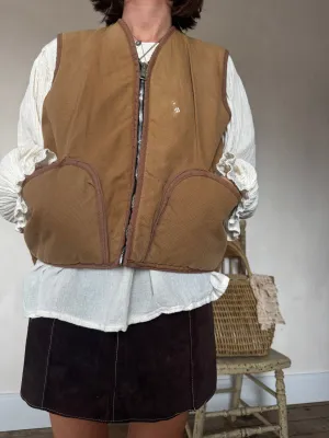 Faux Shearling Lined Canvas Vest