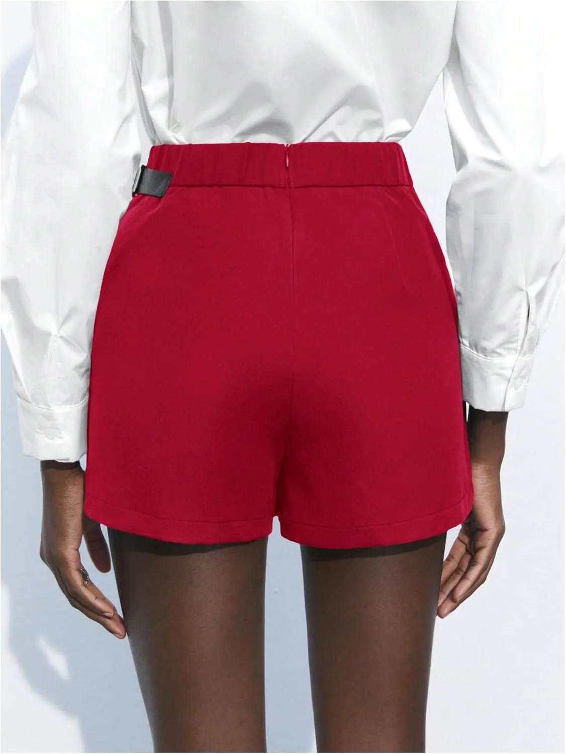 Floerns Women's High Waisted Eyelet Decor Skorts Casual Asymmetrical Hem Shorts