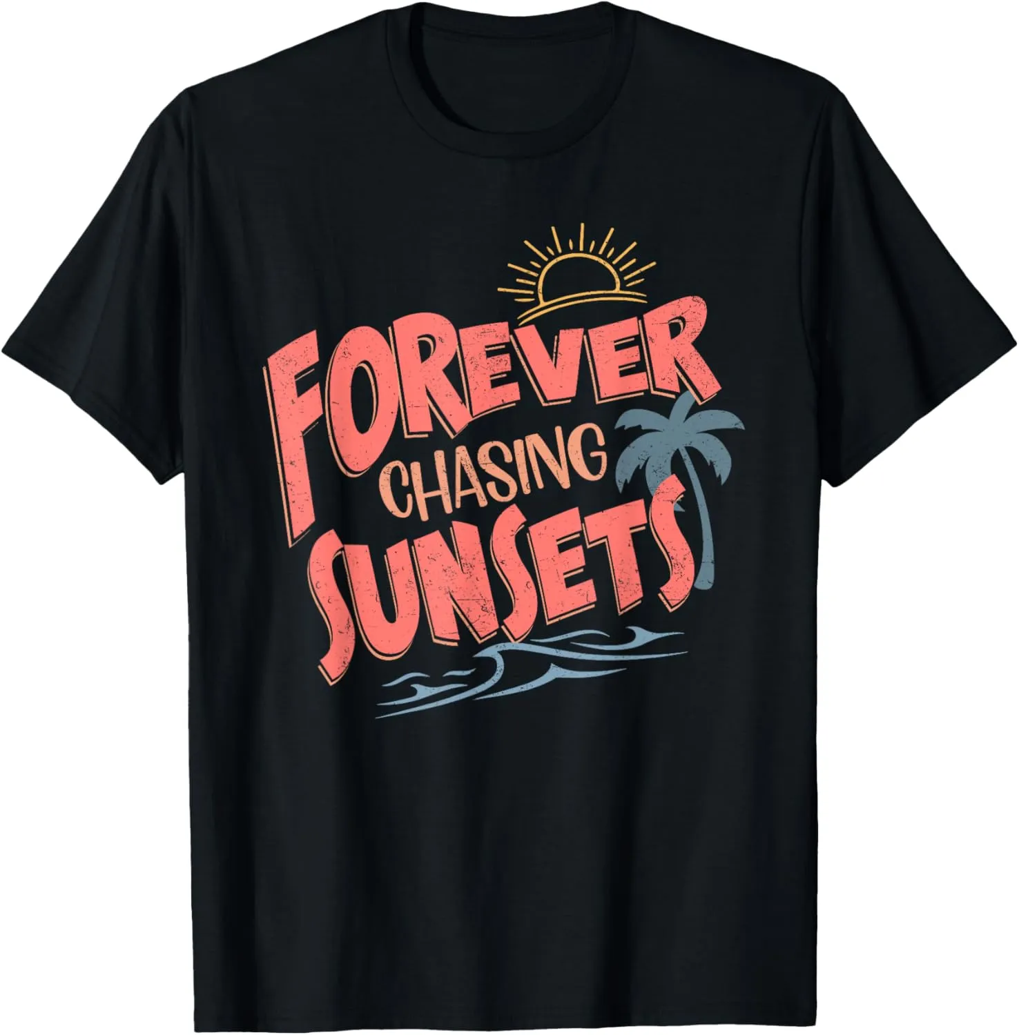 Forever Chasing Sunsets Retro Vintage Summer Beach Vacation T-Shirt