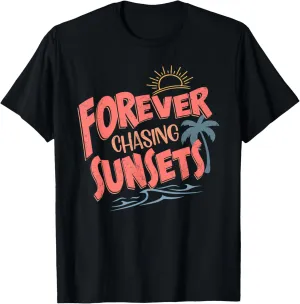 Forever Chasing Sunsets Retro Vintage Summer Beach Vacation T-Shirt