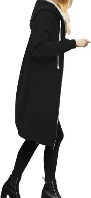 Full Zip Up Hoodies for Women Lightweight Long Sleeve Long Tunic Sweatshirt Oversize Casual Loose Outdoor Jackets Pockets