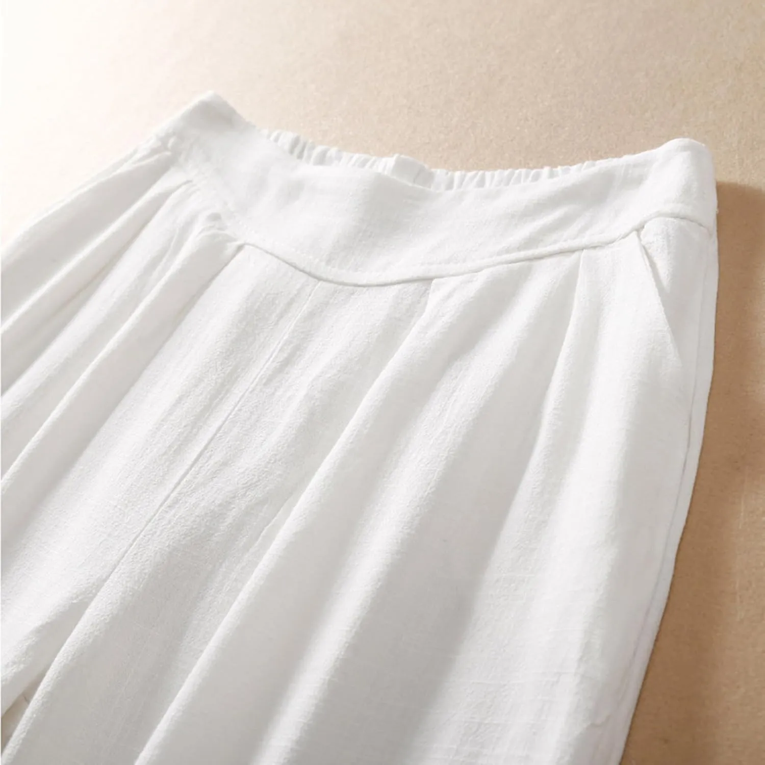 FZYLQY Women Cotton Linen Pants Casual Wide Leg Palazzo Pants High Waist Loose Capri Pants 2025 Summer Trousers with Pockets