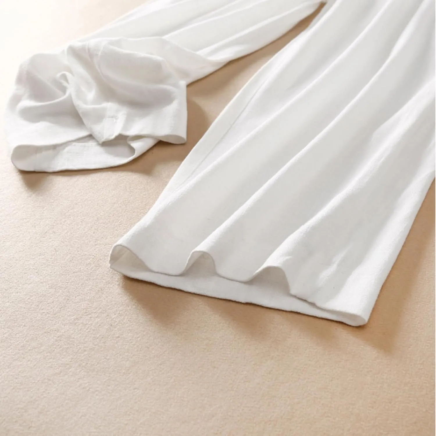 FZYLQY Women Cotton Linen Pants Casual Wide Leg Palazzo Pants High Waist Loose Capri Pants 2025 Summer Trousers with Pockets