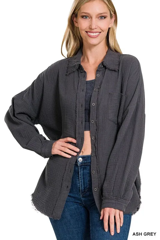 Gauze Button Up Top