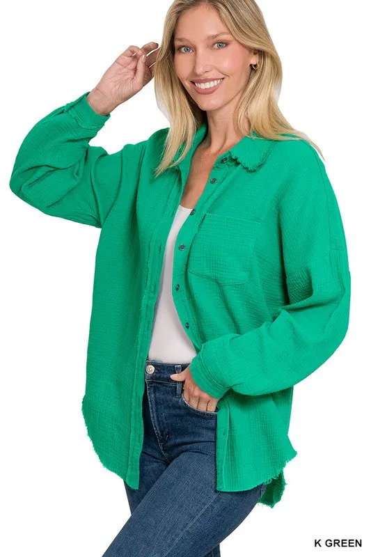 Gauze Button Up Top