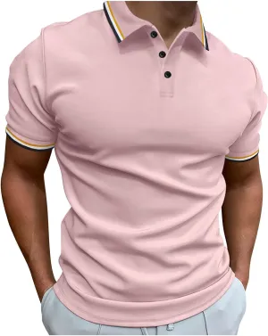 generic Polos T Shirts for Men Performance Short Sleeve Classic Golf Tshirt Collared Moisture Wicking Tee Stylish Patchwork