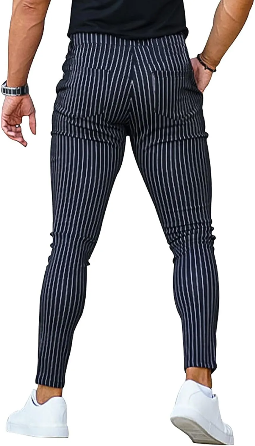 GIERIDUC Mens Casual Pants Relaxed Fit Husky Mens Elastic Waist Casual Mens Black Slim Fit Trousers Best Dress Pants for Men