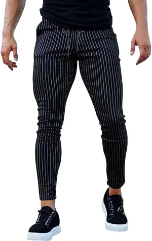 GIERIDUC Mens Casual Pants Relaxed Fit Husky Mens Elastic Waist Casual Mens Black Slim Fit Trousers Best Dress Pants for Men