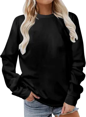 GIERIDUC Oversized Sweatshirt for Women 2024 Fashion Solid Color Long Sleeve Tops Crew Neck Pullover Blouse Fall Outfits