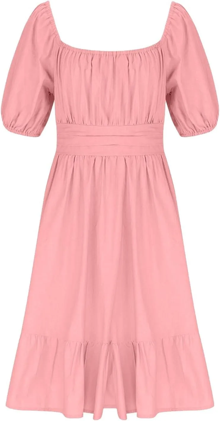 Girls Summer Dress Lantern Sleeve Bow Tie Backless Dresses Ruffle A Line Casual Dresses Tween Pleated Mini Dress