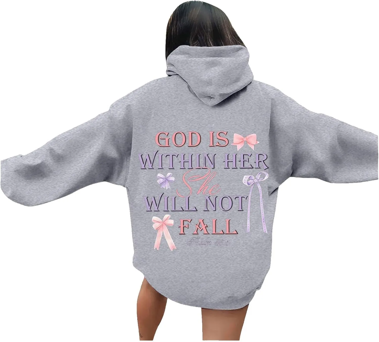 God Is Within Her She Will Not Fail Womens Sweatshirts Long Sleeve Hoodies Oversized Casual Comfy Trendy Pullover