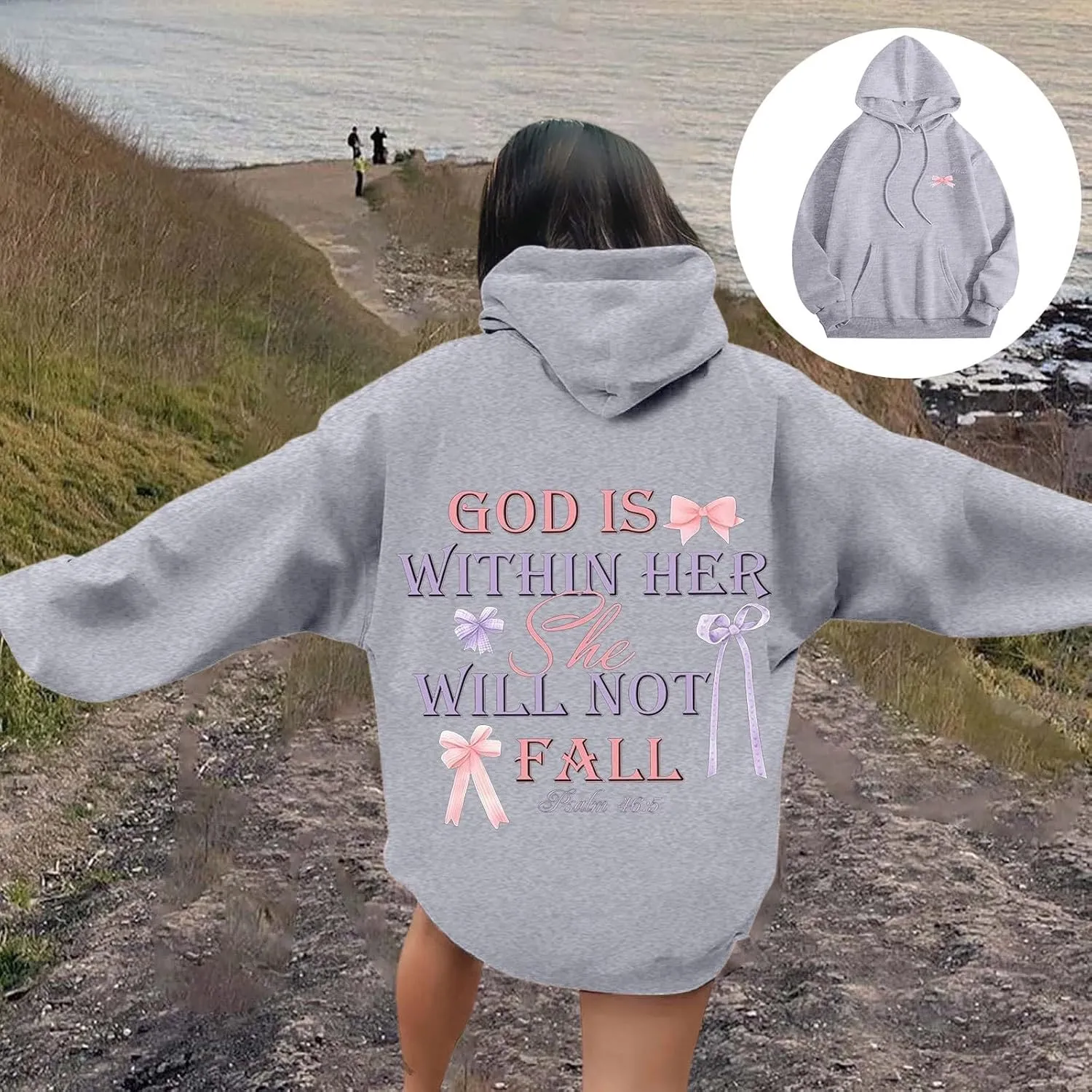 God Is Within Her She Will Not Fail Womens Sweatshirts Long Sleeve Hoodies Oversized Casual Comfy Trendy Pullover