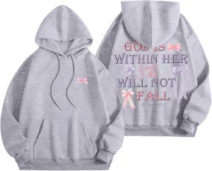 God Is Within Her She Will Not Fail Womens Sweatshirts Long Sleeve Hoodies Oversized Casual Comfy Trendy Pullover