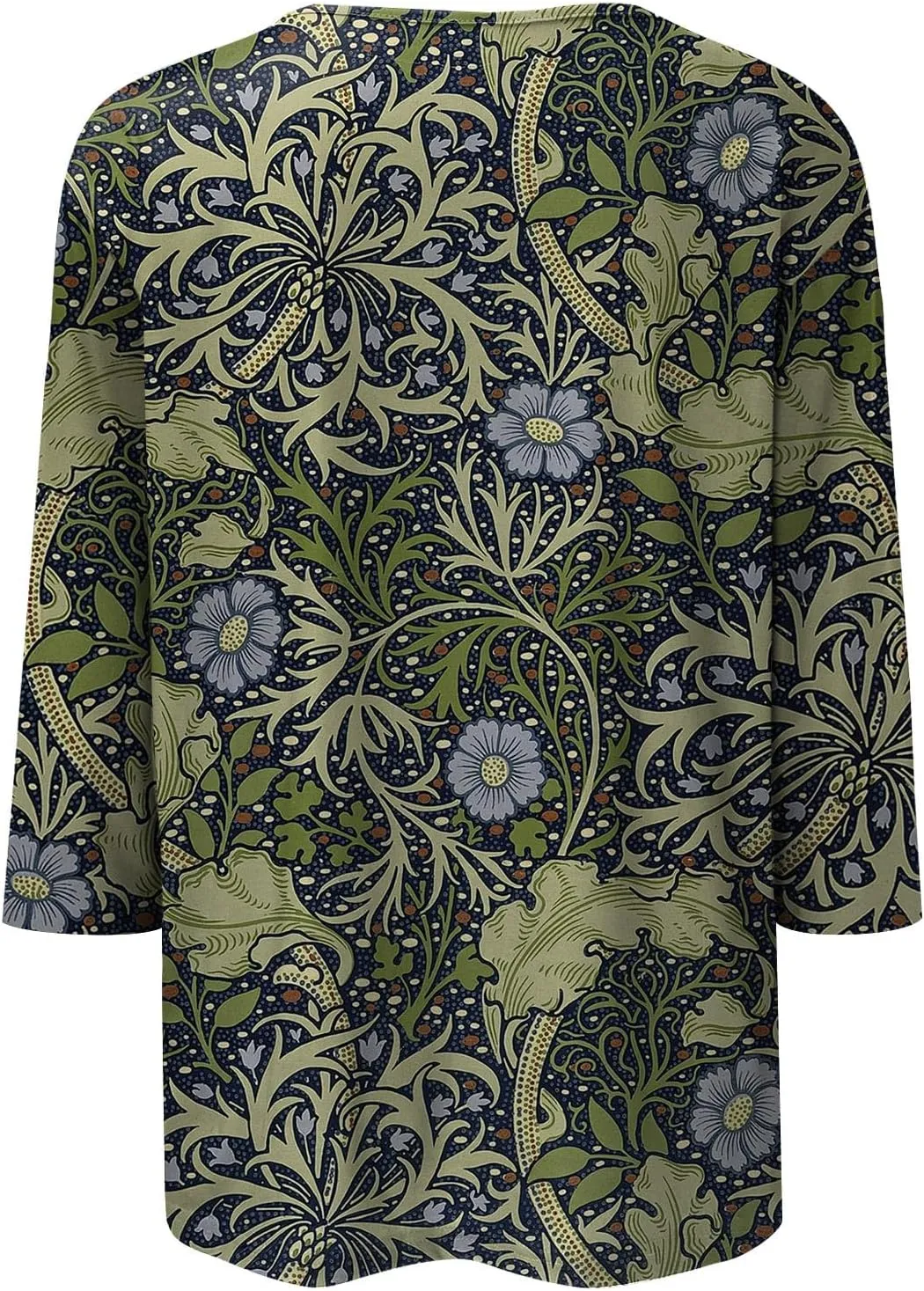 Going Out Tops for Women Floral Print Crewneck Blouses 3/4 Sleeve Baggy Tunic Tops Cute Loose Casual Pullover