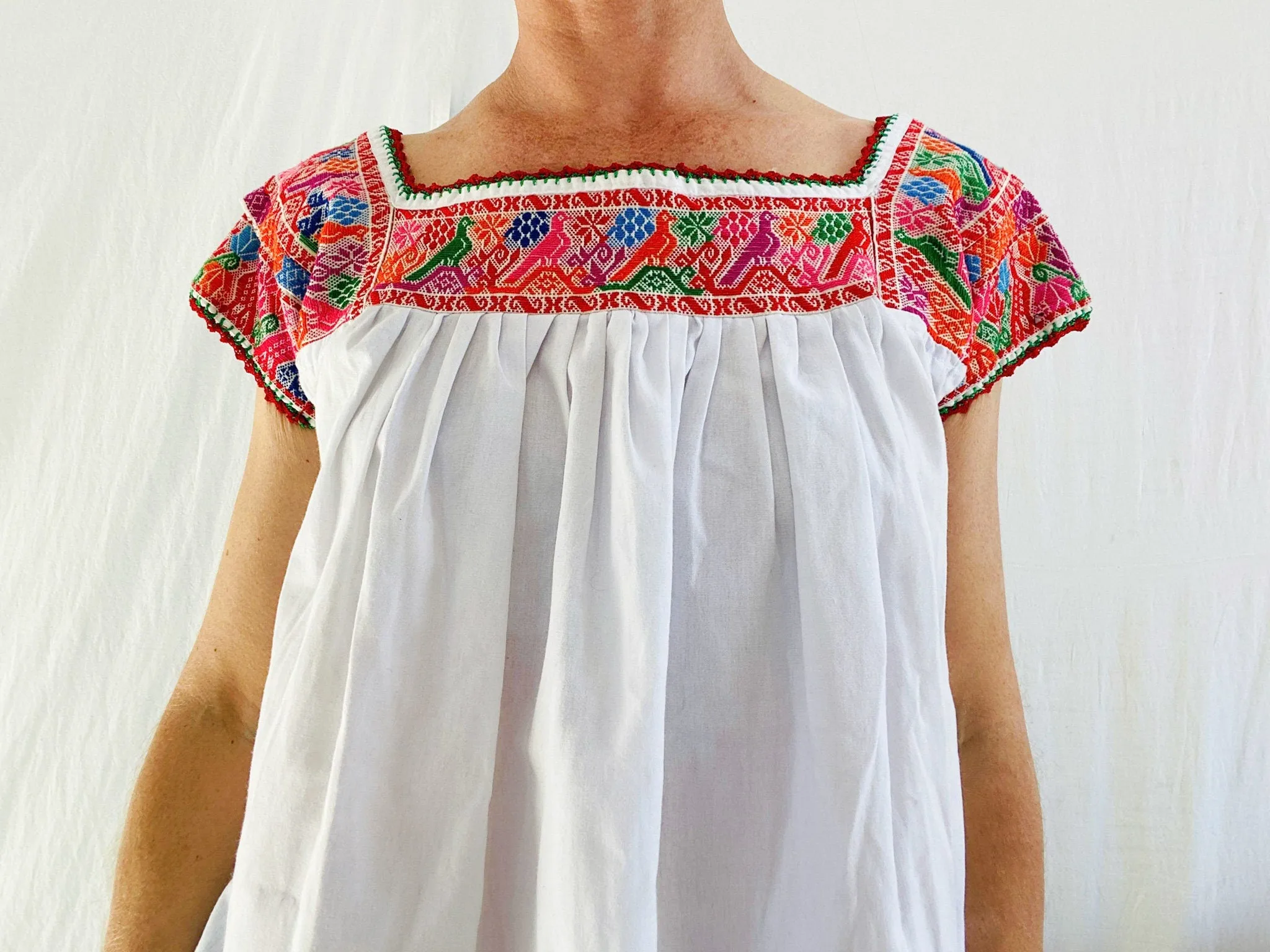 Hand-Embroidered Nahua Blouse. Puebla, Mexico. Up to Size M