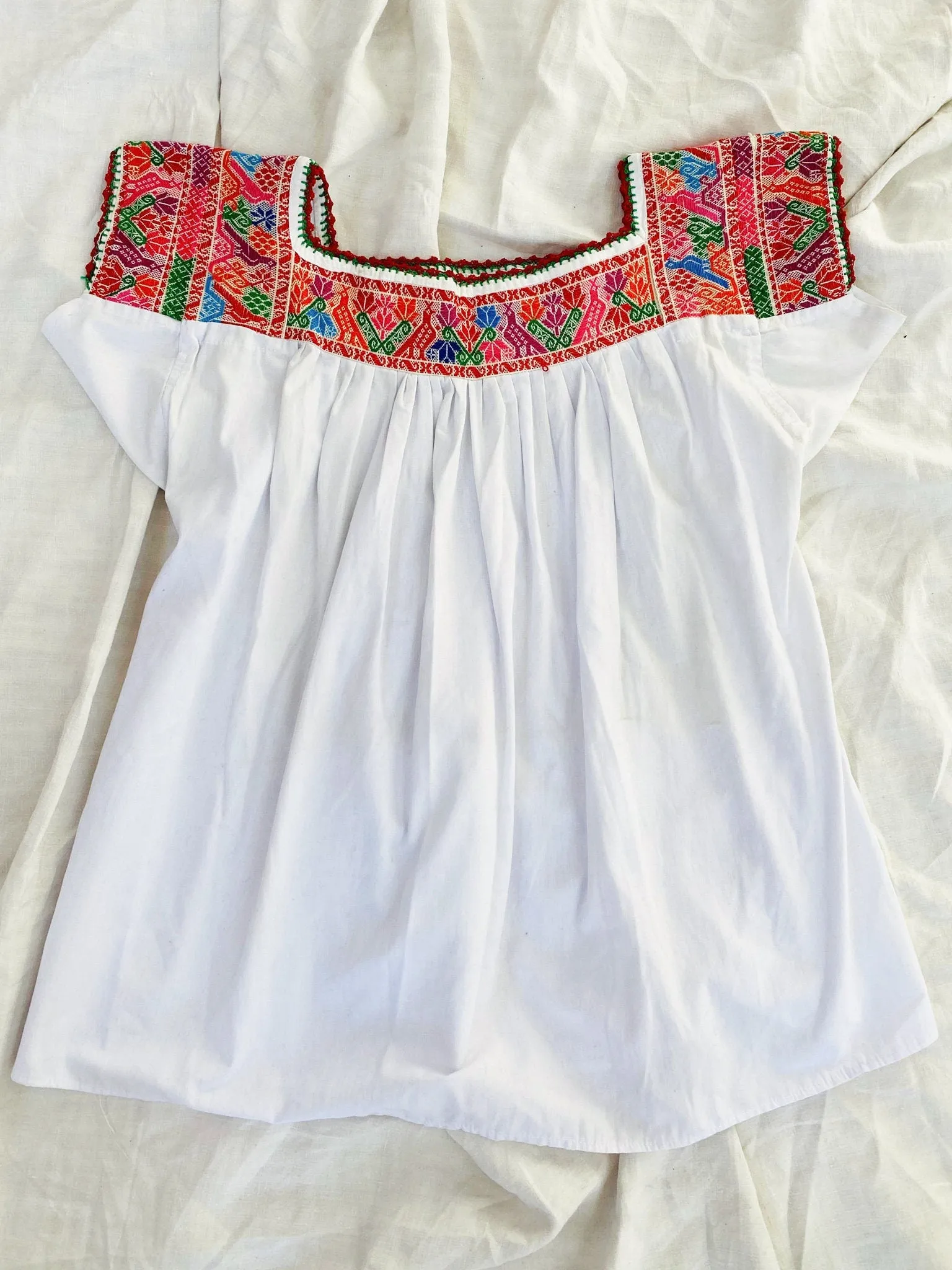 Hand-Embroidered Nahua Blouse. Puebla, Mexico. Up to Size M