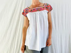 Hand-Embroidered Nahua Blouse. Puebla, Mexico. Up to Size M