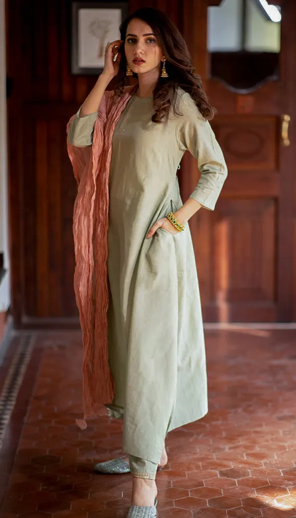 Handwoven Cotton Silk Kurta Set