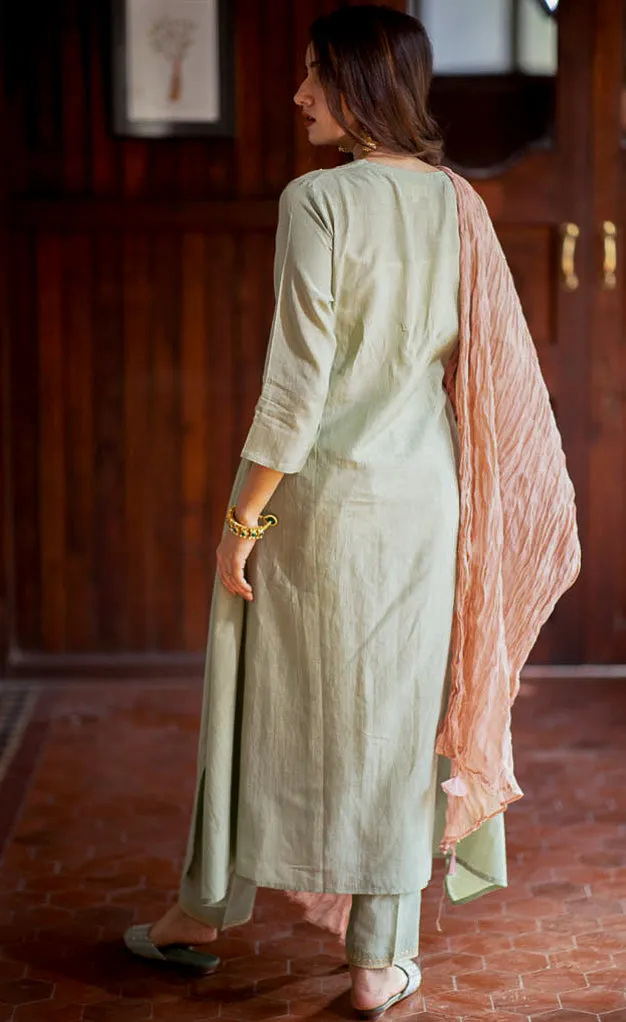 Handwoven Cotton Silk Kurta Set